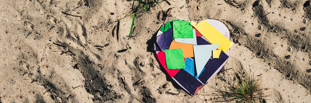 Motherhood Childhood happiness, heart form craft present from child to mom for mother's day, real feelings, love.