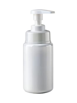Plastic White Cosmetic dispenser bottle with pump isolated on white background. Ai generated image