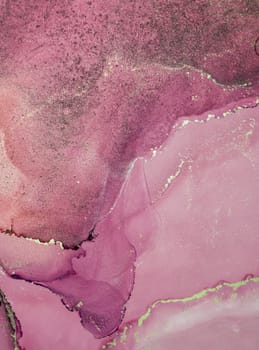 This artwork features a blend of soft pink and purple tones with flowing shapes and subtle gold details. The smooth texture creates a calming visual effect.