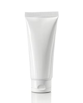 Blank plastic tube of cosmetic products on white background. Mockup for design. High quality photo