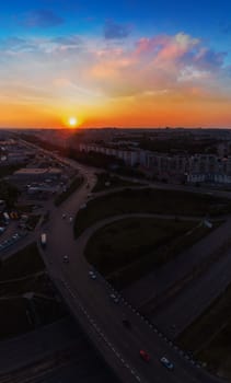 BARNAUL CITY. RUSSIA - JULE 28, 2019: Aerial vertical panorama of Barnaul city. Siberia, Russia. Summer sunny day on Jule 28, 2019 in Altayskiy krai, Siberia, Barnaul, Russia.