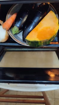 pumpkin and eggplant vegetables food cooking lunch dinner. High quality photo