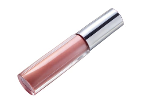 Pink lip gloss on white background. High quality photo