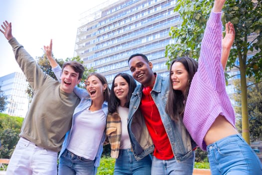 Group of students, gather on university campus on first day of class Education, studying the concept of college life.