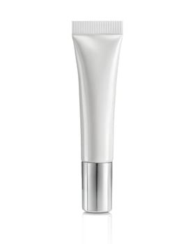 Mockup of a cream or gel white tube with a silver cap. Ai generated image