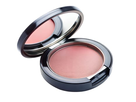 Pink blush for make up isolated on white. Ai generated image