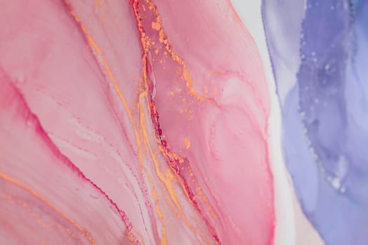 The artwork displays a blend of soft pinks and purples enhanced by gold accents, creating a calming and elegant aesthetic perfect for contemporary interiors.