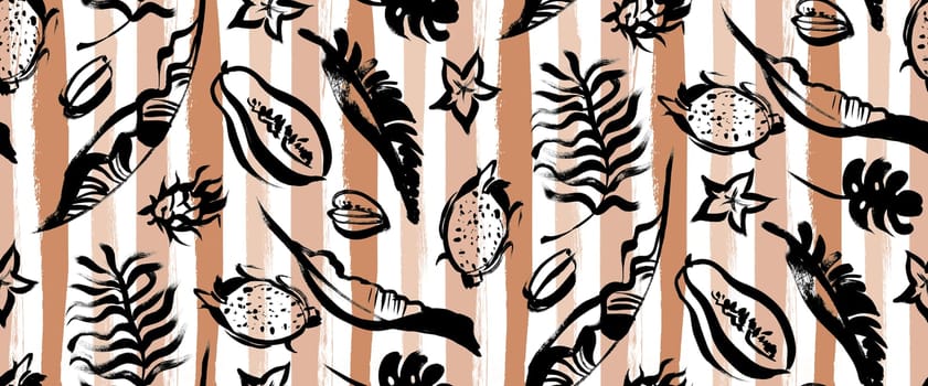 seamless summer tropical pattern with fruit and leaves for fabric