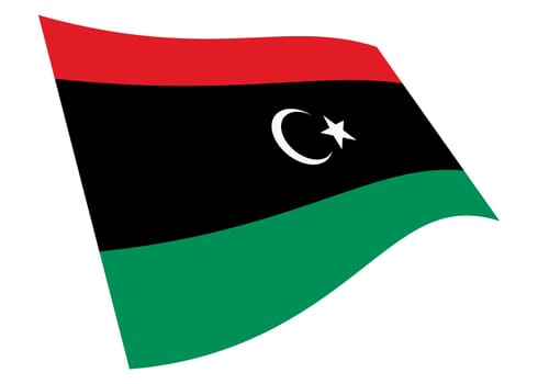 A Libya waving flag 3d illustration isolated on white with clipping path