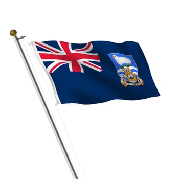 A Falkland Islands Flagpole 3d illustration on white with clipping path