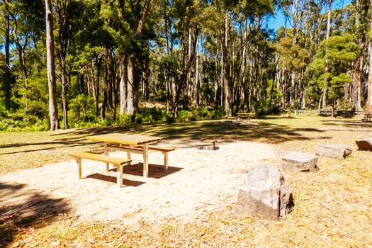 Nolans Creek Picnic Area in Lerderderg State Park on a hot summer's day near Bullengarook in Victoria, Australia