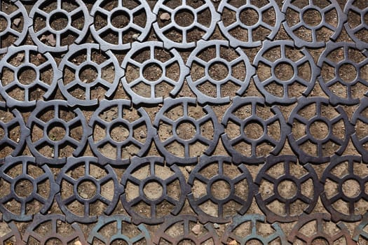A fragment of the cast-iron Kronstadskaya bridge in the top view.