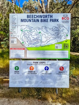 Beechworth mountain bike trails in Indigo Shire in Victoria, Australia