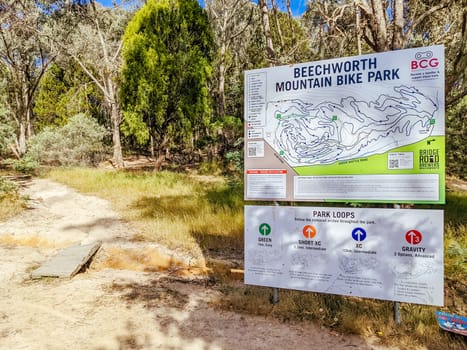 Beechworth mountain bike trails in Indigo Shire in Victoria, Australia