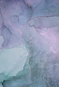 Swirling patterns in shades of turquoise and grey create an abstract representation of waves at dawn, with soft textures merging seamlessly across the surface.