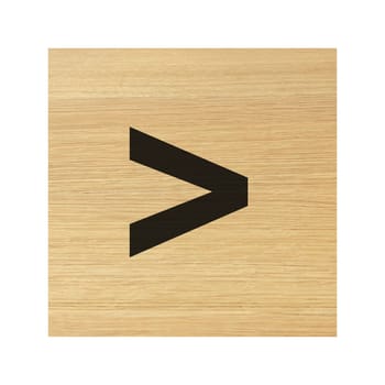 A more than sign wood block and on white with clipping path