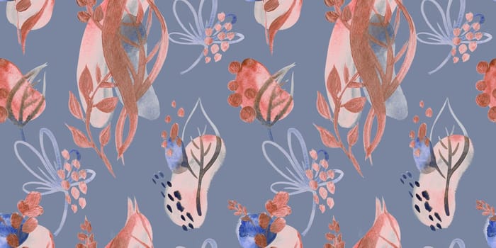 Seamless abstract pattern with gouache painted geometric shapes ovals and dots for textile design and autumn prints