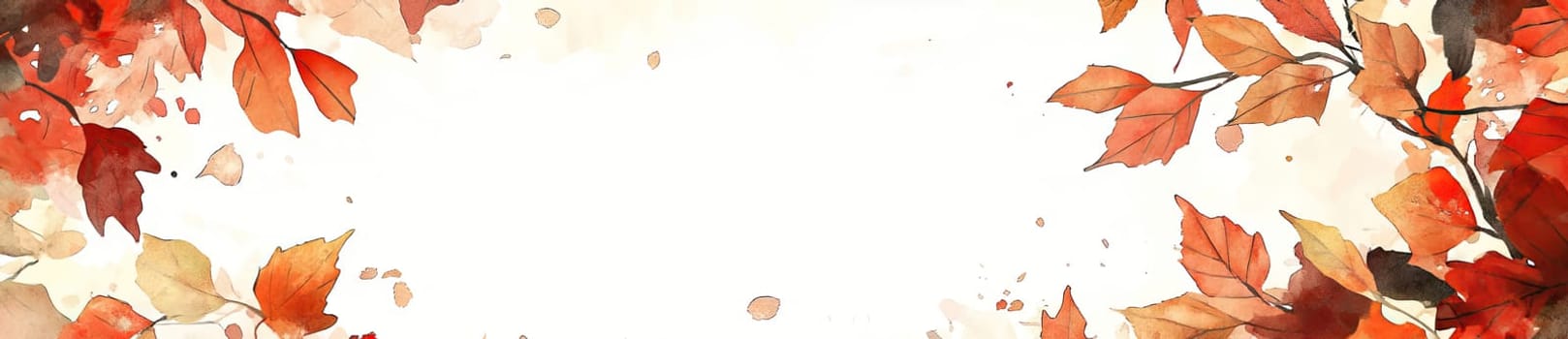 Vibrant autumn leaves float gently in the air, creating a serene atmosphere. The warm backdrop enhances the seasonal beauty, embodying the essence of fall.