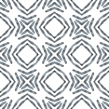 Chevron watercolor pattern. Black and white enchanting boho chic summer design. Green geometric chevron watercolor border. Textile ready dramatic print, swimwear fabric, wallpaper, wrapping.