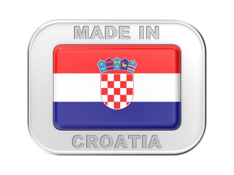 Made in Croatia, silver badge with the national flag of Croatia