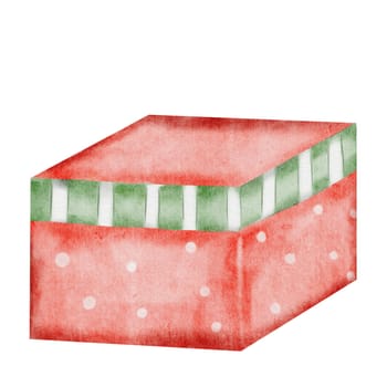 Gift box watercolor. Christmas box. Vintage clip art isolated on white background. For designing cards and invitations for birthdays and New Years. High quality photo