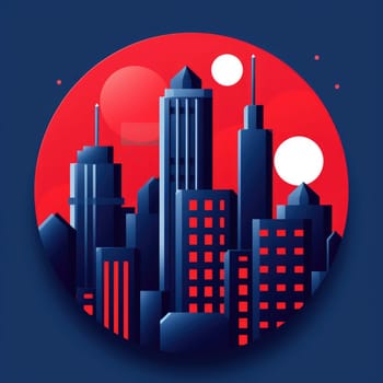Abstract New York. Image of a metropolis with skyscrapers in vector pop art style. Template for sticker, poster, t-shirt print, etc.
