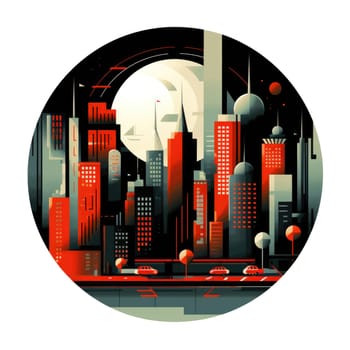 Abstract New York. Image of a metropolis with skyscrapers in vector pop art style. Template for sticker, poster, t-shirt print, etc.