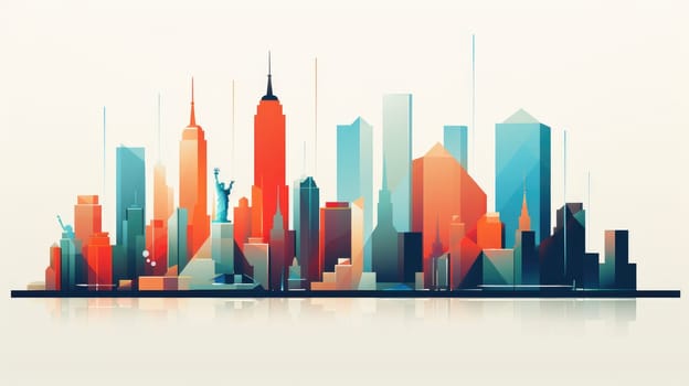 Abstract New York. Image of a metropolis with skyscrapers in vector pop art style. Template for sticker, poster, t-shirt print, etc.