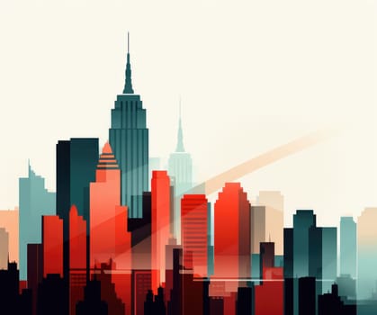Abstract New York. Image of a metropolis with skyscrapers in vector pop art style. Template for sticker, poster, t-shirt print, etc.