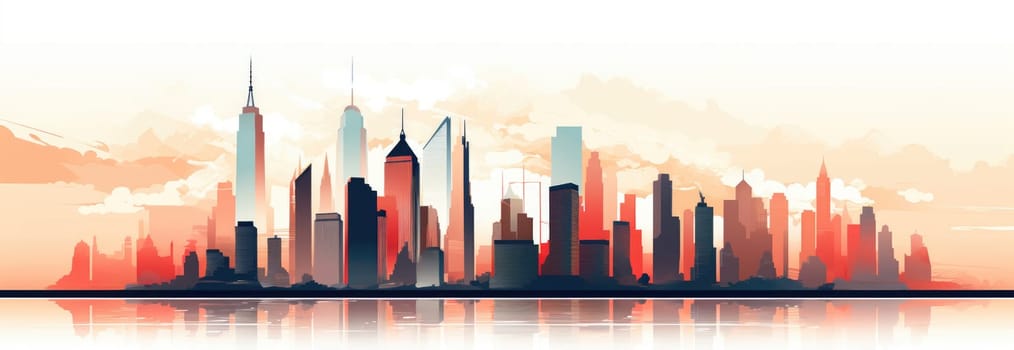Abstract New York. Image of a metropolis with skyscrapers in vector pop art style. Template for sticker, poster, t-shirt print, etc.