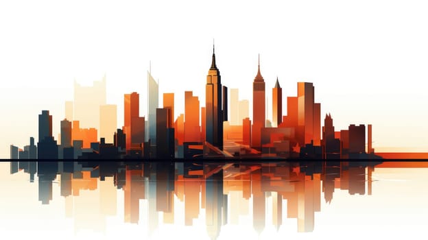 Abstract New York. Image of a metropolis with skyscrapers in vector pop art style. Template for sticker, poster, t-shirt print, etc.