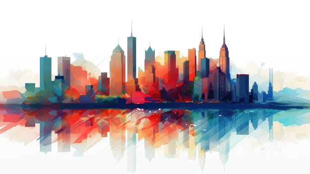 Abstract New York. Image of a metropolis with skyscrapers in vector pop art style. Template for sticker, poster, t-shirt print, etc.
