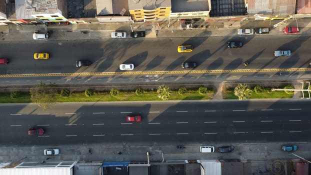 Bike lane and highway together in Lima - Peru, taken with a drone
