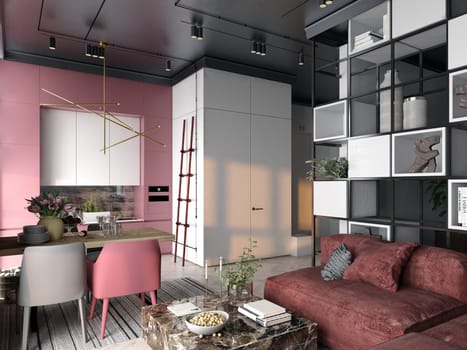 modern living room interior. 3d rendering
