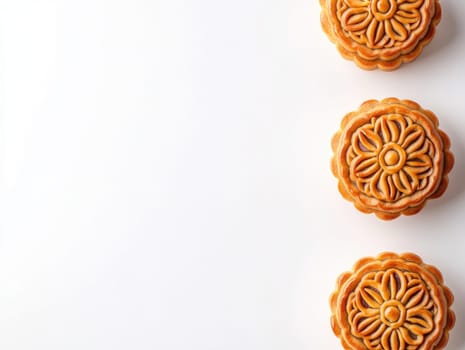 Delicious mooncakes celebrating the autumn festival: perfect for seasonal designs and festive greeting cards.