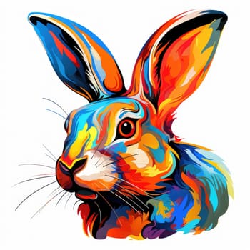 Portrait of a rabbit in vector psychedelic pop art style. Element of graphic design. Template for sticker, poster, t-shirt print, etc.