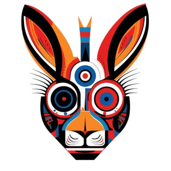 Portrait of a rabbit in vector psychedelic pop art style. Element of graphic design. Template for sticker, poster, t-shirt print, etc.