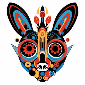 Portrait of a rabbit in vector psychedelic pop art style. Element of graphic design. Template for sticker, poster, t-shirt print, etc.