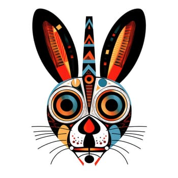 Portrait of a rabbit in vector psychedelic pop art style. Element of graphic design. Template for sticker, poster, t-shirt print, etc.