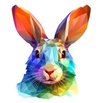 Portrait of a rabbit in vector psychedelic pop art style. Element of graphic design. Template for sticker, poster, t-shirt print, etc.