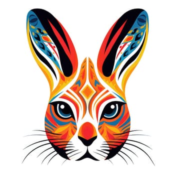 Portrait of a rabbit in vector psychedelic pop art style. Element of graphic design. Template for sticker, poster, t-shirt print, etc.