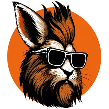Portrait of a hipster rabbit wearing sunglasses in vector pop art style. Graphic design element and template for poster, sticker, t-shirt print, etc.