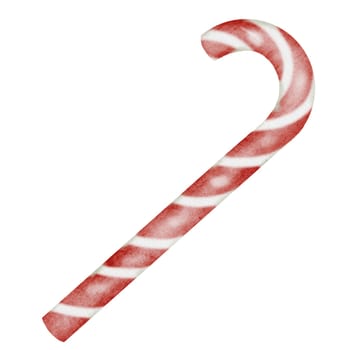 Christmas lollipop cane. Hand drawn sweet candy on isolated white background. Clip art of new year symbol. Ideal for stickers and postcard design. High quality illustration