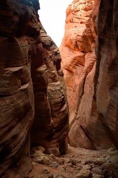 Breathtaking view of the intricate rock formations within Buckskin Gulch slot canyon on the Arizona, Utah border. Dramatic light accentuates the textures and shadows in this stunning slot canyon - USA