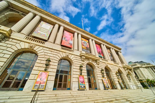 Image of Steps leading up to ballet box office building on cloudy blue sky day in San Francisco