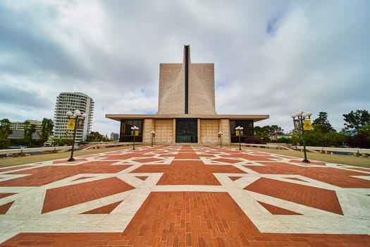 Image of Wide view of sidewalk leading up to Cathedral of Saint Mary of the Assumption