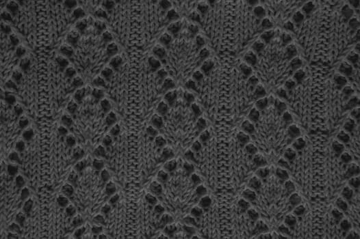 Macro Pattern Knit. Abstract Wool Texture. Weave Jacquard Holiday Background. Closeup Pattern Knit. Dark Structure Thread. Scandinavian Winter Plaid. Cotton Scarf Material. Knitted Print.