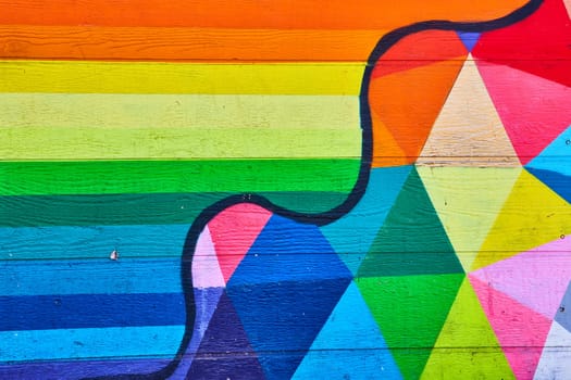 Image of Colorful and vibrant abstract rainbow LGBTQIA+ wall mural