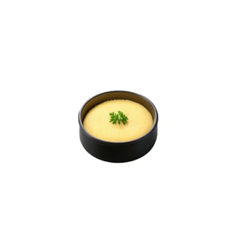 Creamy polenta smooth texture parmesan cheese butter parsley flakes Culinary and Food concept Final image. Food isolated on transparent background