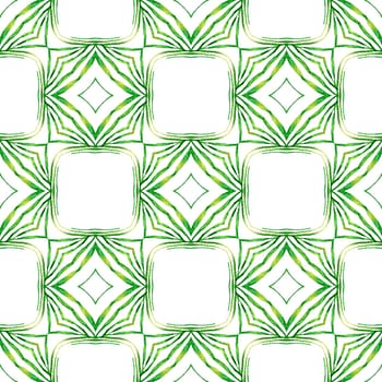 Textile ready delightful print, swimwear fabric, wallpaper, wrapping. Green adorable boho chic summer design. Organic tile. Trendy organic green border.